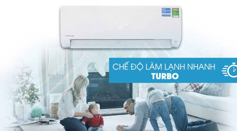 Làm lạnh nhanh Turbo - Máy lạnh Aqua Inverter 1 HP AQA-KCRV9F