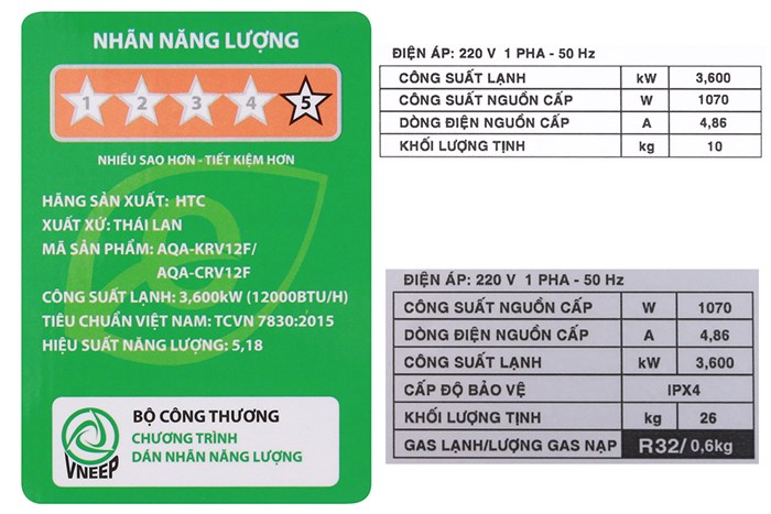 Máy lạnh Aqua Inverter 1.5 HP AQA-KCRV12F