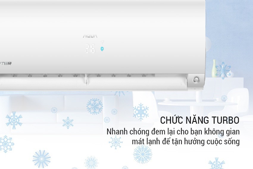 Làm lạnh nhanh Turbo - Máy lạnh Aqua Inverter 1.5 HP AQA-KCRV12F