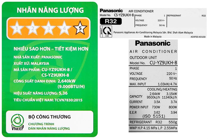 Máy lạnh 2 chiều Panasonic Inverter 1 HP CU/CS-YZ9UKH-8 Màu Trắng