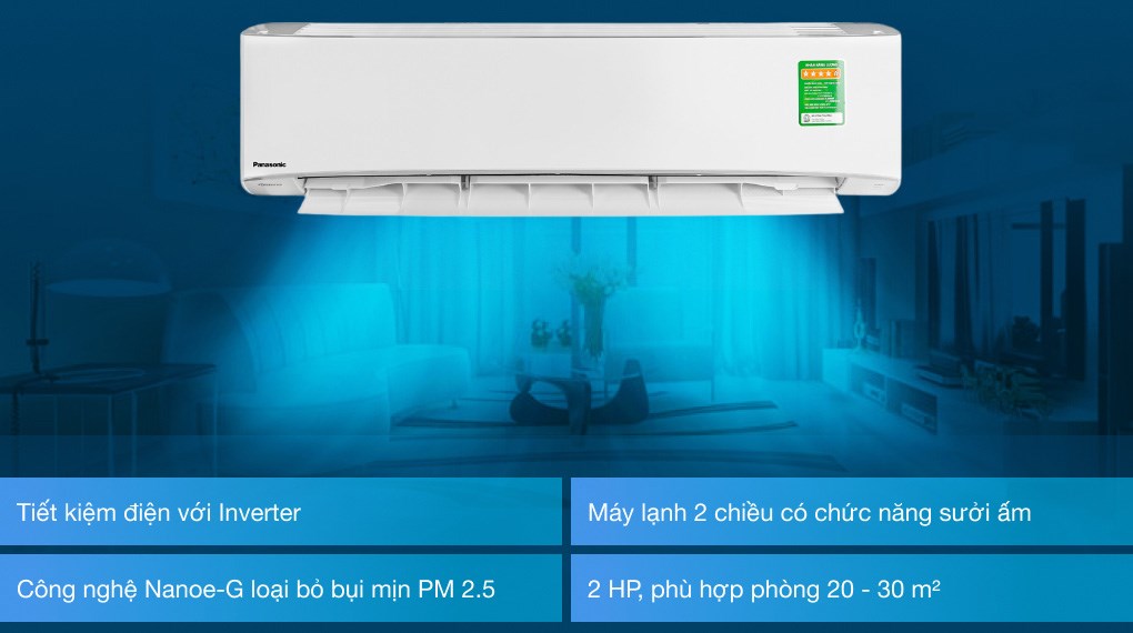 Máy lạnh 2 chiều Inverter Panasonic 2 HP CU/CS-YZ18UKH-8