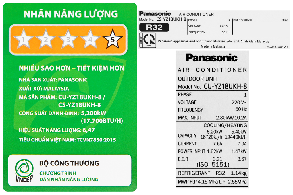Máy lạnh 2 chiều Inverter Panasonic 2 HP CU/CS-YZ18UKH-8 Màu Trắng