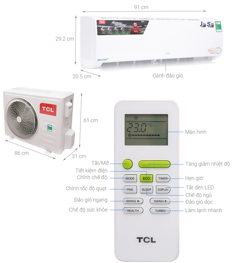 Thông số kỹ thuật Máy lạnh TCL 2 HP TAC-N18CS/XA21