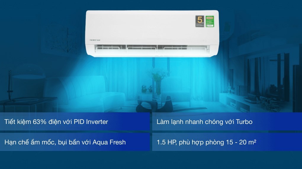 Máy lạnh Aqua Inverter 1.5 HP AQA-KCRV12WNZ
