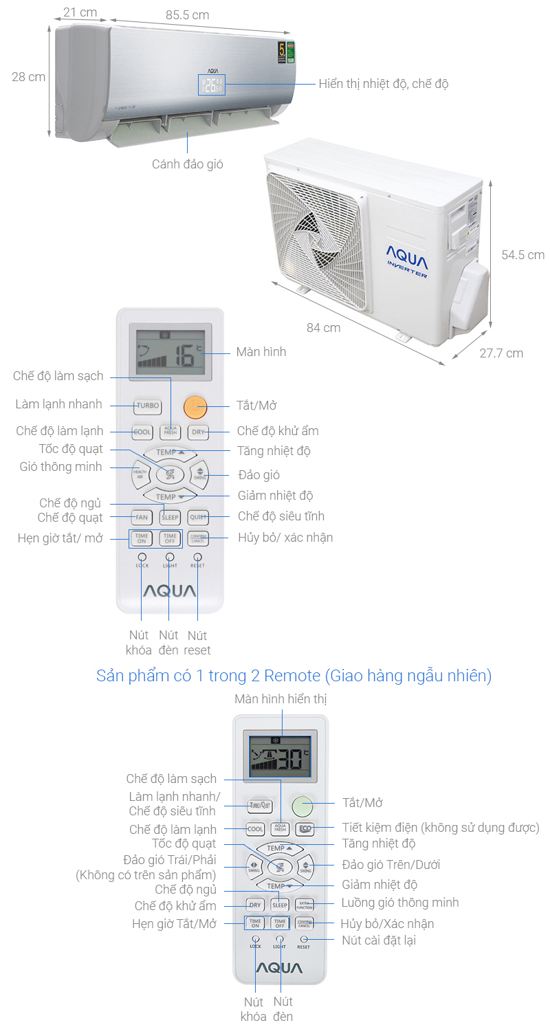 Máy lạnh Aqua Inverter 1 HP AQA-KCRV10NB