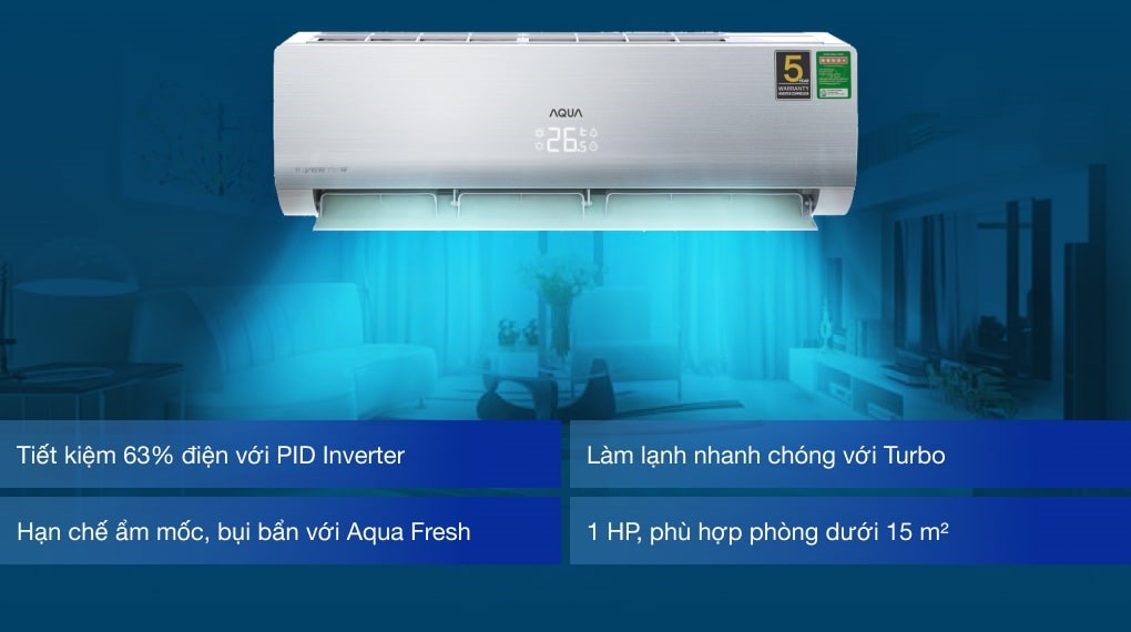 Máy lạnh Aqua Inverter 1 HP AQA-KCRV10NB