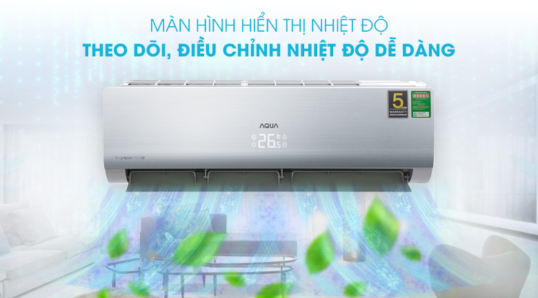 Máy lạnh Aqua Inverter 1 HP AQA-KCRV10NB - Màn hình hiển thị nhiệt độ