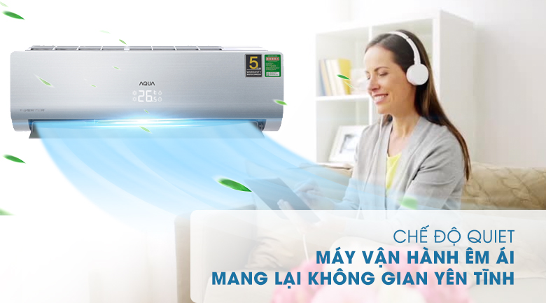 Chế độ QUIET - Máy lạnh Aqua Inverter 1.5 HP AQA-KCRV13NB Mẫu 2019