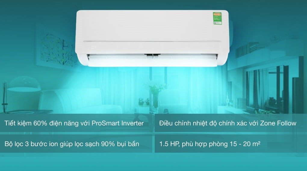 Máy lạnh Beko Inverter 1.5 HP RSVC12VS