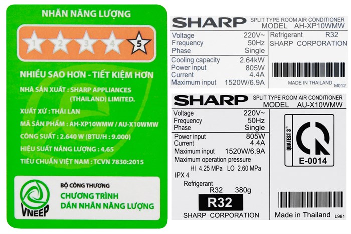 Máy lạnh Sharp Inverter 1 HP AH-XP10WMW Màu Trắng