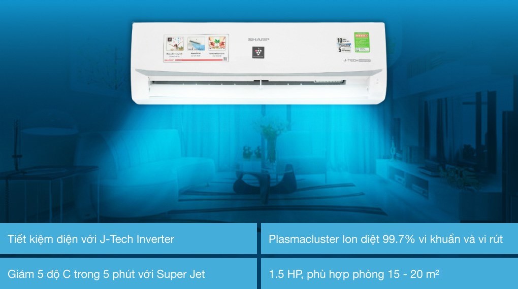 Máy lạnh Sharp Inverter 1.5 HP AH-XP13WMW
