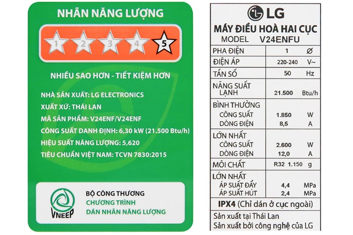 Máy lạnh LG Inverter 2.5 HP V24ENF Màu Trắng
