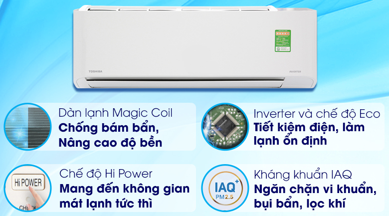 Máy lạnh Toshiba Inverter 1.5 HP RAS-H13C1KCVG-V