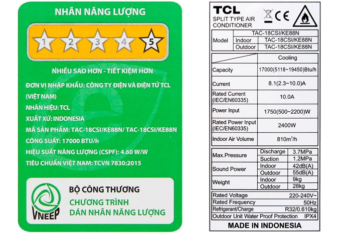 Máy lạnh TCL Inverter 2 HP TAC-18CSI/KE88N Màu Trắng