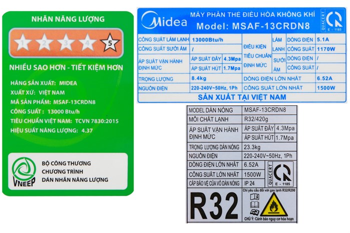 Máy lạnh Midea Inverter 1.5 HP MSAF-13CRDN8 Màu Trắng