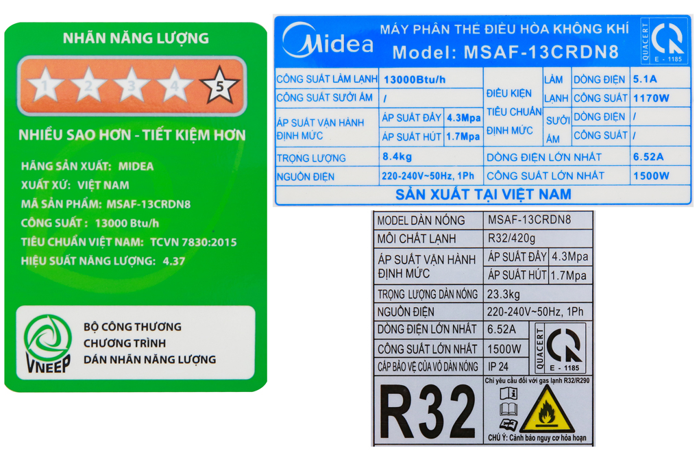 Máy lạnh Midea Inverter 1.5 HP MSAF-13CRDN8 Màu Trắng
