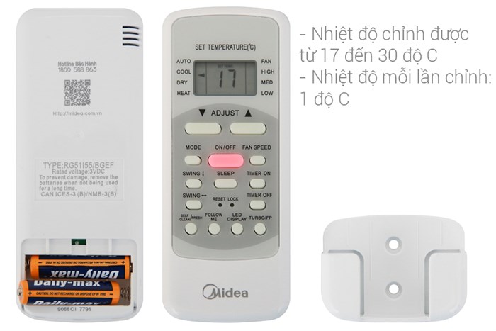 Máy lạnh Midea Inverter 1.5 HP MSFR-13CRDN8 Màu Trắng