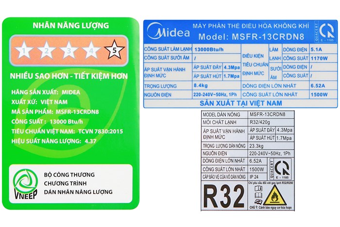 Máy lạnh Midea Inverter 1.5 HP MSFR-13CRDN8 Màu Trắng