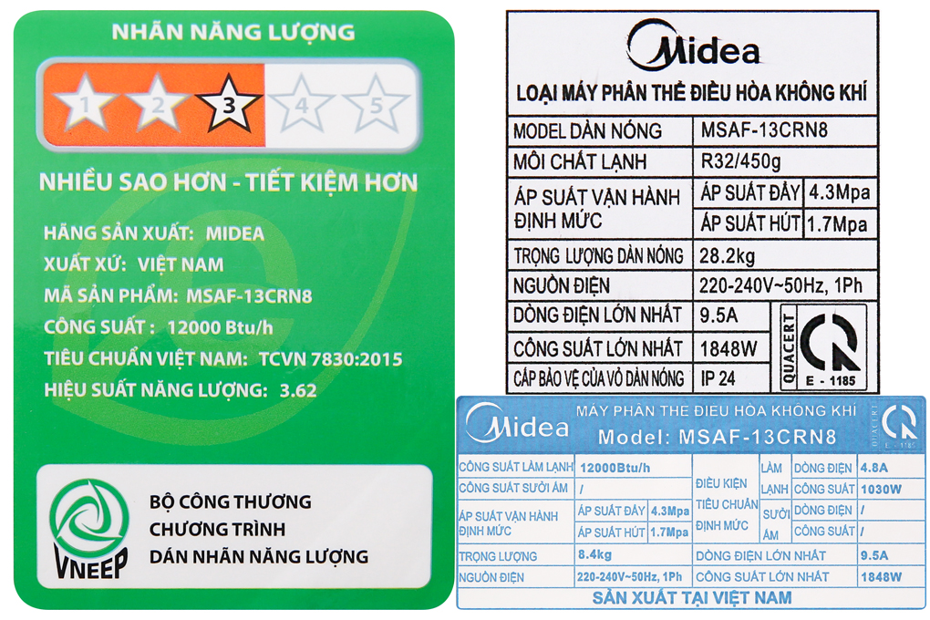 Máy lạnh Midea 1.5 HP MSAF-13CRN8 Màu Trắng