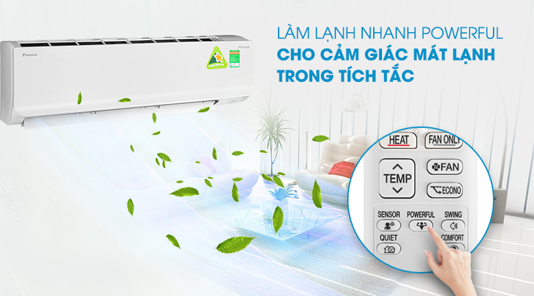 Chế độ làm lạnh nhanh Powerful - Máy lạnh 2 chiều Daikin Inverter 2.5 HP FTHF60RVMV