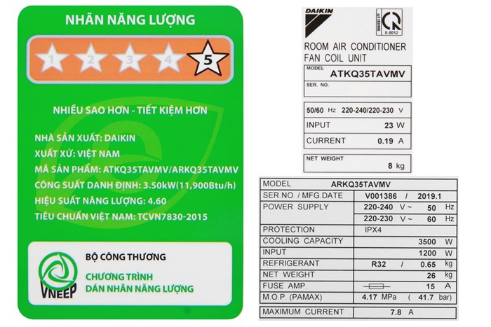 Điều hòa Daikin Inverter 11900 BTU ATKQ35TAVMV Màu Trắng