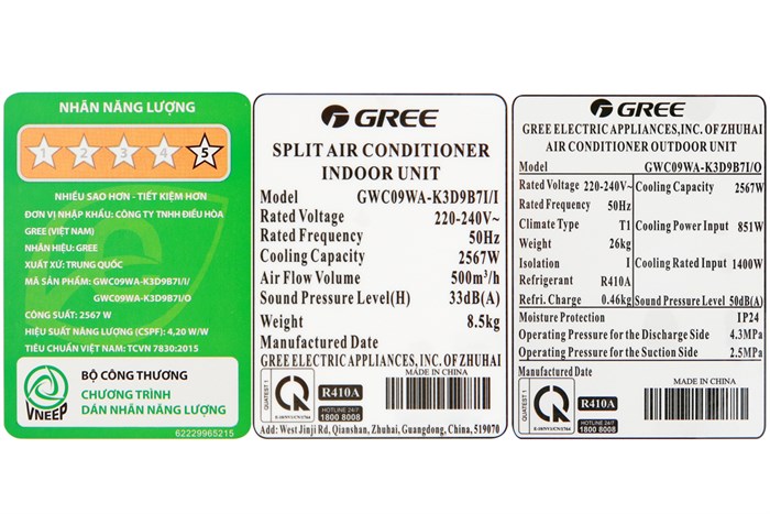 Máy lạnh Gree Inverter 1 HP GWC09WA-K3D9B7I Màu Trắng