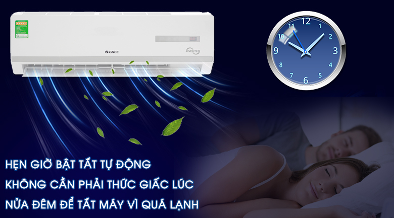 chế độ hẹn giờ bật tắt máy - Máy lạnh Gree Inverter 1.5 HPGWC12WA-K3D9B7I