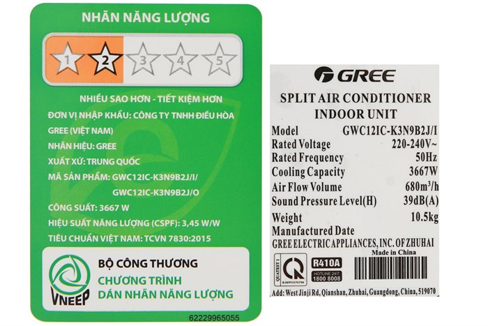 Máy lạnh Gree 1.5 HP GWC12IC-K3N9B2J Màu Trắng