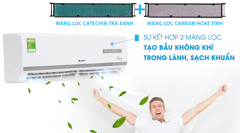 Bộ lọc trà xanh Catechin & Carbon hoạt tính - Máy điều hòa 2 chiều Gree Inverter 9000 BTU GWH09WA-K3D9B7L Bộ lọc trà xanh Catechin & Carbon hoạt tính - Máy điều hòa 2 chiều Gree Inverter 9000 BTU GWH09WA-K3D9B7L