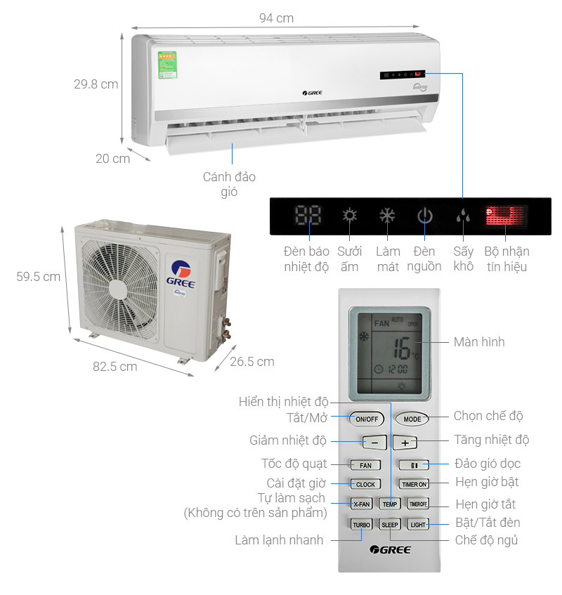 Máy điều hòa 2 chiều Gree Inverter 2 HP GWH18WC-K3D9B7N