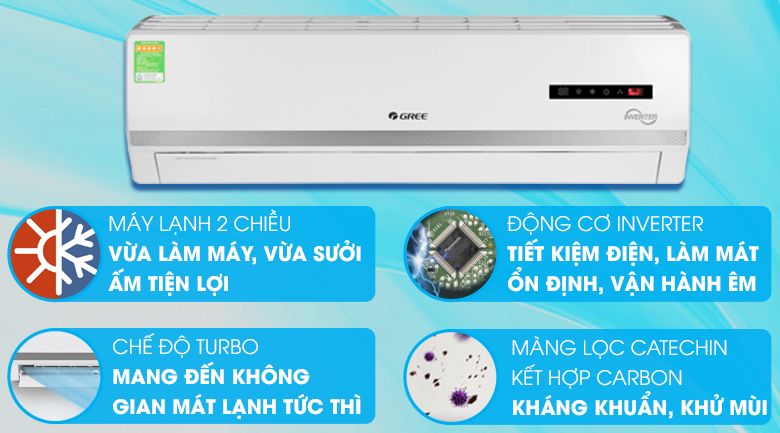 Máy điều hòa 2 chiều Gree Inverter 2 HP GWH18WC-K3D9B7N