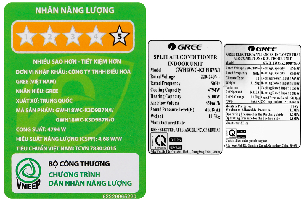 Máy điều hòa 2 chiều Gree Inverter 2 HP GWH18WC-K3D9B7N Màu Trắng