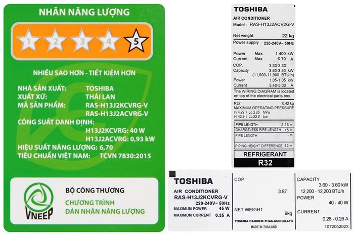 Máy lạnh Toshiba Inverter 1.5 HP RAS-H13J2KCVRG-V Màu Trắng