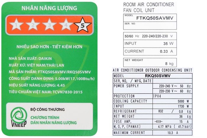 Máy lạnh Daikin Inverter 2 HP FTKQ50SAVMV Màu Trắng