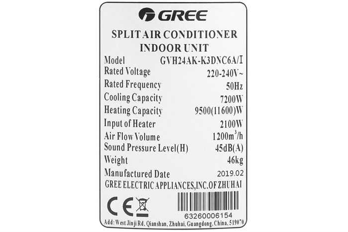 Máy lạnh tủ đứng Gree Inverter 2.5 HP GVH24AK-K3DNC6A Màu Trắng