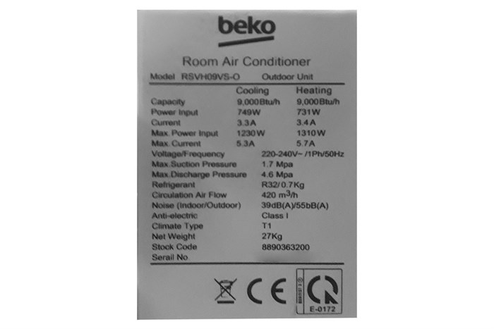 Máy lạnh 2 chiều Beko Inverter 1.0 HP RSVH09VS Màu Trắng