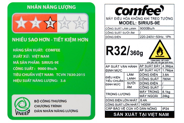 Máy lạnh Comfee 1 HP SIRIUS-9E Màu Trắng