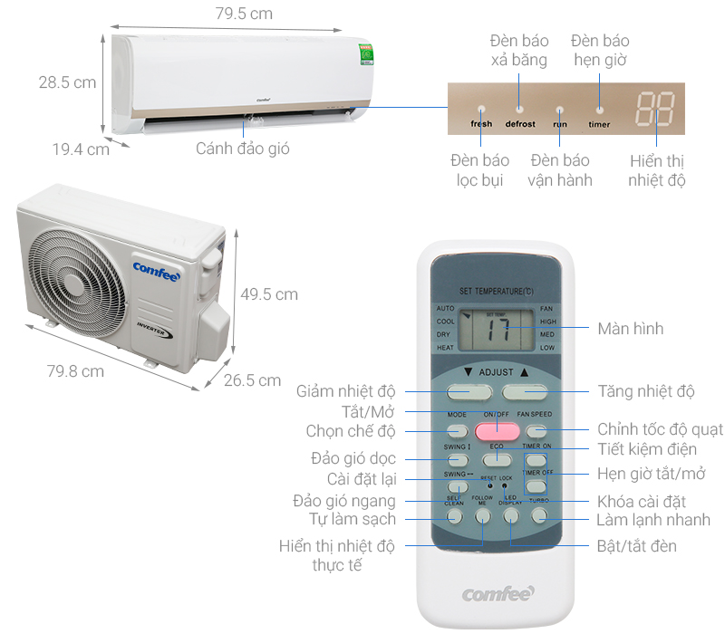 Máy lạnh Comfee Inverter 1 HP SIRIUS-9ED