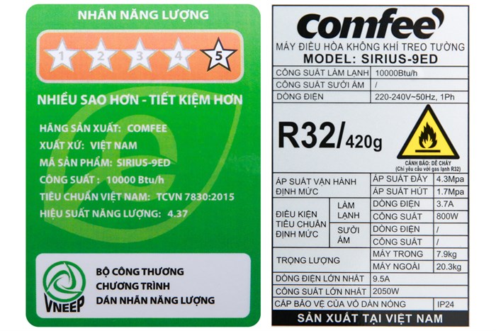 Máy lạnh Comfee Inverter 1 HP SIRIUS-9ED Màu Trắng