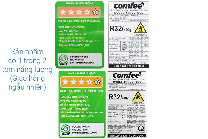 Máy lạnh Comfee Inverter 1.5 HP SIRIUS-12ED Màu Trắng