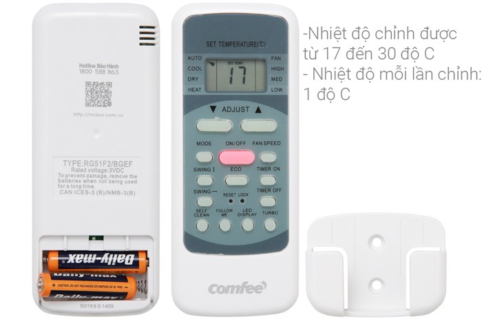 Máy lạnh Comfee Inverter 1.5 HP SIRIUS-12ED Màu Trắng