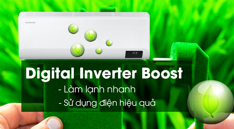 Máy lạnh Samsung Inverter 1.5 HP AR13TYHYCWKNSV -Sử dụng điện hiệu quả, làm lạnh nhanh với Digital Inverter Boost