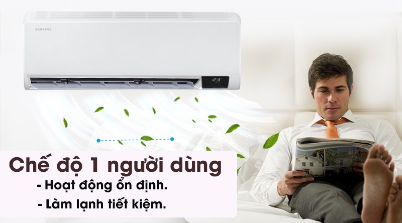 Máy lạnh Samsung Inverter 12000 BTU AR13TYHYCWKNSV-Làm lạnh tiết kiệm với chế độ một người dùng