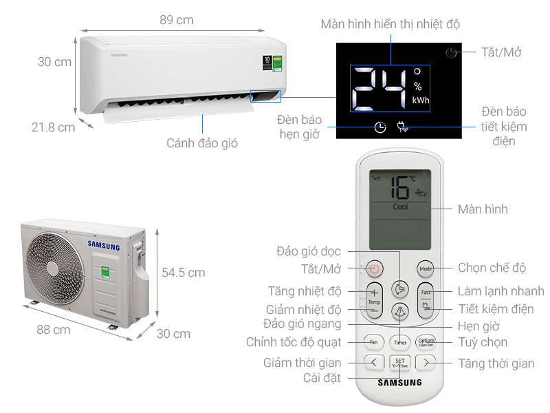 Thông số kỹ thuật Điều hòa Samsung Inverter 18000 BTU AR18TYHYCWKNSV