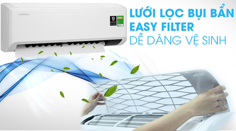 Máy lạnh Samsung AR10TYHYCWKNSV -Tháo lắp, vệ sinh dễ dàng với lưới lọc bụi bẩn Easy Filter