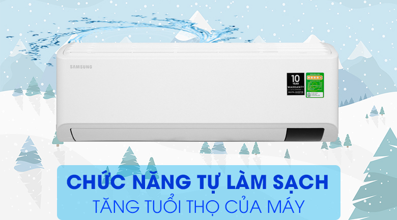 Máy lạnh Samsung Inverter 2 HP AR18TYHYCWKNSV-Làm lạnh hiệu quả, độ bền máy cao với chức năng tự làm sạch