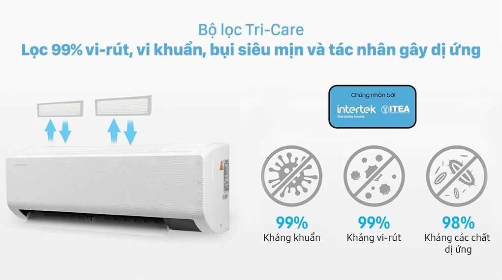 Máy lạnh Samsung Wind-Free Inverter 1 HP AR10TYGCDWKNSV - Bộ lọc Tri-Care