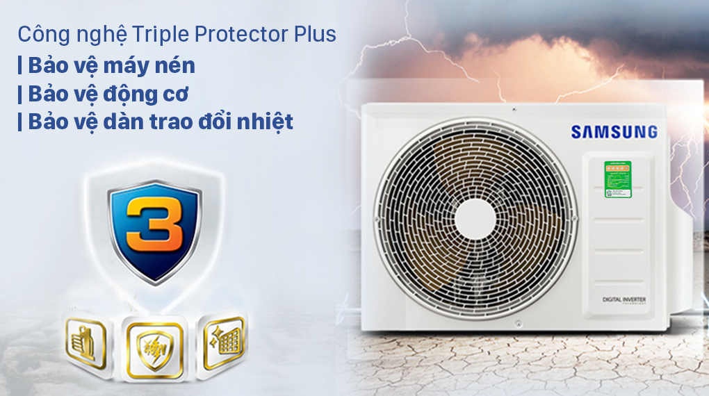Máy lạnh Samsung Wind-Free Inverter 1.5 HP AR13TYGCDWKNSV - Công nghệ bộ 3 bảo vệ Triple Protector Plus