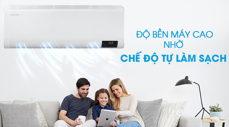 Máy lạnh Samsung Wind-Free Inverter 2.5 HP AR24TYGCDWKNSV-Độ bền máy cao nhờ chức năng tự làm sạch