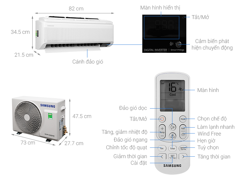 Máy lạnh Samsung Wind-Free Inverter 1 HP AR10TYAACWKNSV